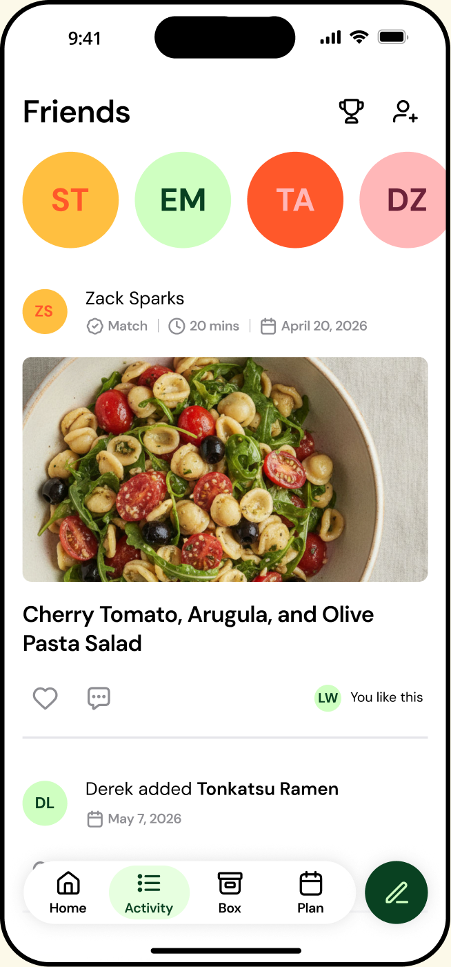 Expo app — Friends activity feed